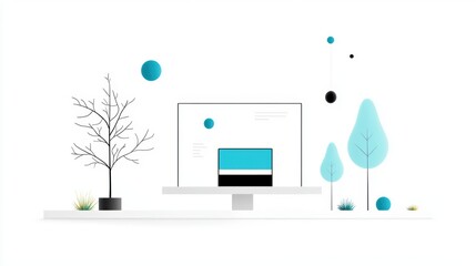 Wall Mural - A wireframe for a website homepage design, outlining the layout of key elements such as header, navigation, content sections, and footer.