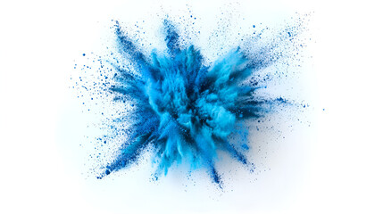 Wall Mural - blue powder explosion isolated on white background blue dust particles splash Color Holi Festival Burst of colors series Vibrant contrast Celebration and creativity concept background texture 4