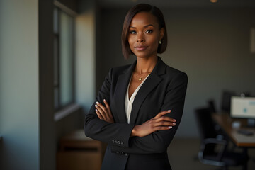 Wall Mural - a woman stands with her arms crossed in the office