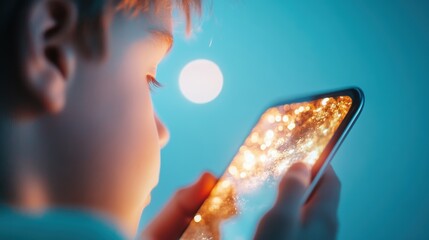 Canvas Print - A close up shot of a student using a mobile app to access online learning resources.