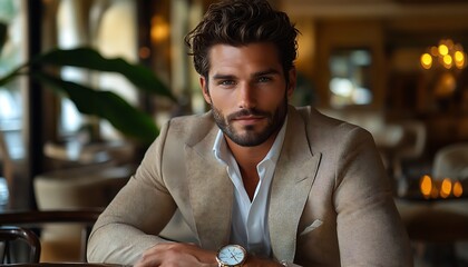 Poster - Handsome man posing in chic indoor setting