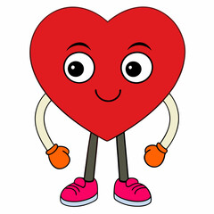 Sticker - heart with legs white background vector illustration 