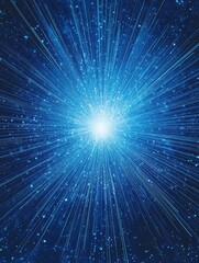 Wall Mural - Abstract blue background featuring a star explosion in a line art illustration