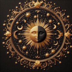 Wall Mural - golden zodiac sign