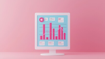 Fototapete - Pink Data Analysis.