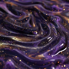 A glittery slime texture with deep purple and gold colors, featuring sparkling highlights and a smooth, glossy surface, adding a luxurious touch. 8k UHD, suitable for high-quality printing or 