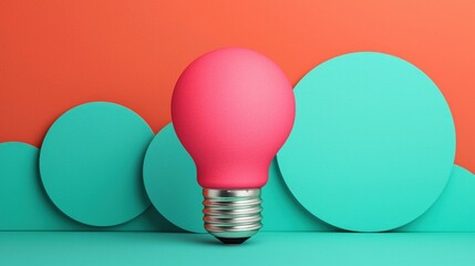 Aufkleber - Pink Lightbulb on Blue.