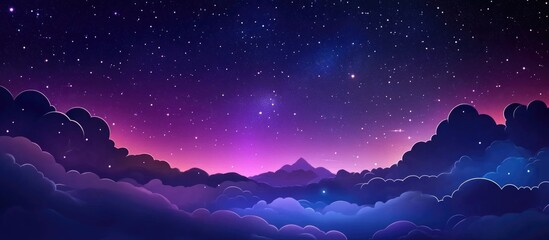 Poster - Beautiful night sky illustration in 3D cartoon style Abstract background of the night sky