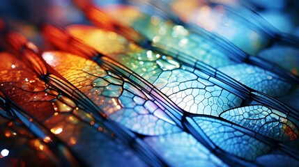 Poster - close up of a colorful dragonfly wing. 