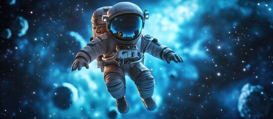 Aufkleber - High resolution deep space image featuring a 3D cartoon astronaut perfect for science fiction fantasy themes wallpapers and prints