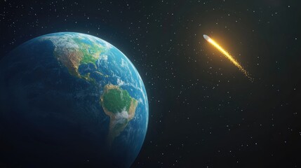 Aufkleber - Cartoon style 3D rendering of Earth and a comet