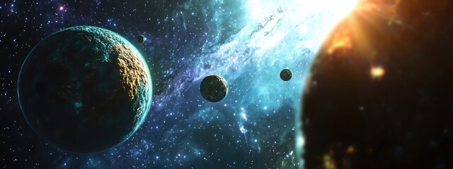 Galaxy illustration created in 7680 x 4320 pixels as a 3D cartoon rendering