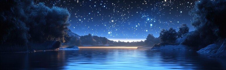 Aufkleber - The stars above the river in a 3D cartoon rendering