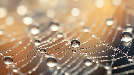 water droplets on a spider web. 