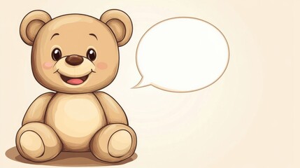 Wall Mural - Cartoon teddy bear featuring a speech bubble