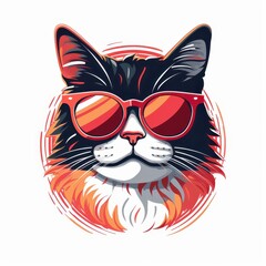 A stylish cat wearing sunglasses, showcasing a vibrant and playful personality. Perfect for fun and trendy designs.