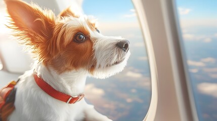 Furry Companion s Airborne Adventure Captivating Views from a Plane Window