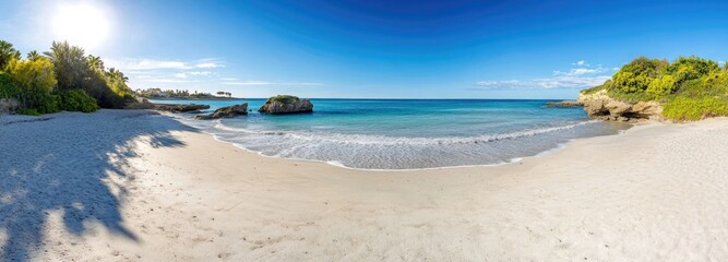 Wall Mural - Panoramic picture of beach in summer without people during daytime