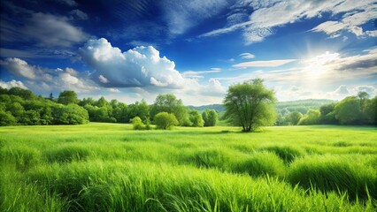 Lush green tall grass in a meadow