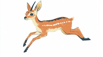 Canvas Print - A Cartoon Illustration of a Fawn Running