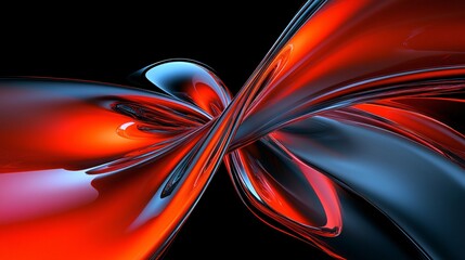 Wall Mural - A dynamic swirl of red and black colors creating an abstract, flowing form.