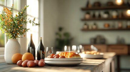 Wall Mural - Thanksgiving table filled with food