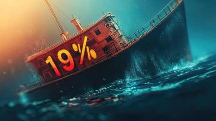 Canvas Print - Sinking Ship with 19% Painted on the Side