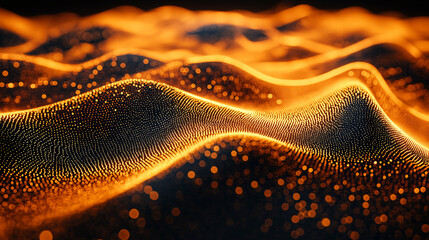 Wall Mural - Golden Particle Waves - A Dynamic Flow of Data and Innovation