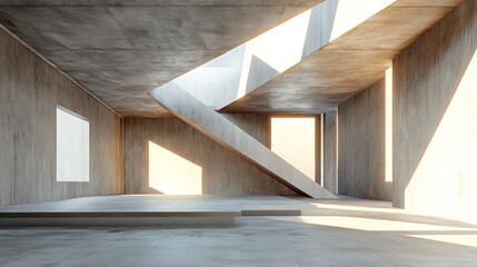 Wall Mural - Minimalist Concrete Architecture with Sunlight