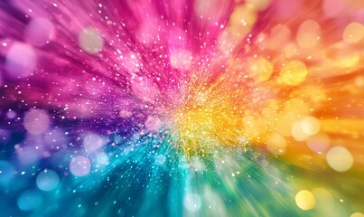 Poster - A colorful, blurry image with a rainbow and a lot of sparkles