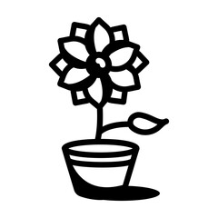 Poster - A drawing style icon of dahlia pot 