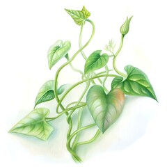 Wall Mural - A delicate 3D illustration of a Kudzu vine with heart shaped leaves. perfect for illustrating nature. growth. and the environment.