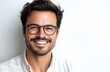 © Sagar - portrait of a handsome smiling man with glasses on an isolated white background