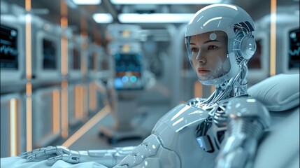 Aufkleber - AI in healthcare technology. robot in the science lab. Generative AI.