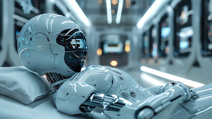 Aufkleber - AI in healthcare technology. robot in the science lab. Generative AI.