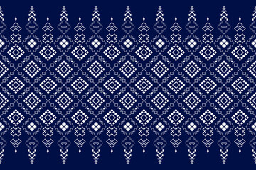 Vintage cross stitch traditional ethnic pattern. floral pixel art embroidery. Geometric Elegance background. abstract Aztec  seamless pattern for fabric,cloth,dress,carpet,curtain,sarong,batik.