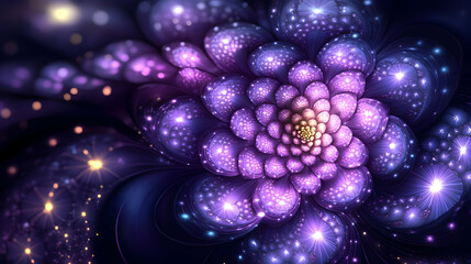 Poster - Abstract Purple Flower with Glowing Lights