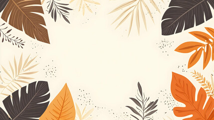 Wall Mural - Tropical Leaf Border Background Design