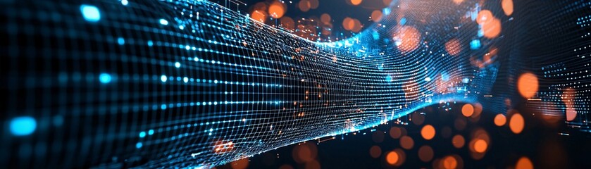 Abstract 3D grid representing a website s architecture, backend development visualization, digital infrastructure.