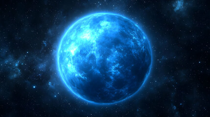 Wall Mural - blue planet in space with stars and galaxies