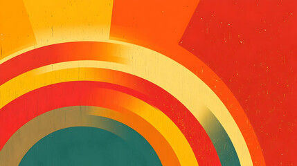 Poster - Abstract Retro Geometric Background with Orange Yellow Red and Green Hues