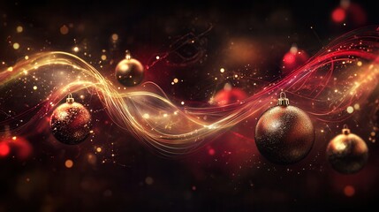 Wall Mural - A vivid array of glowing lines weaves through shimmering spherical elements, capturing the essence of holiday cheer and celebration. Generative AI