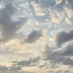 Canvas Print - A blue sky with fluffy white clouds.