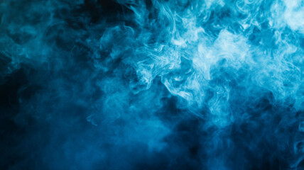 Ethereal blue smoke swirling in a surreal, dark environment during a night setting