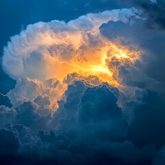 Canvas Print - A bright bolt of lightning strikes through a dark, stormy sky.