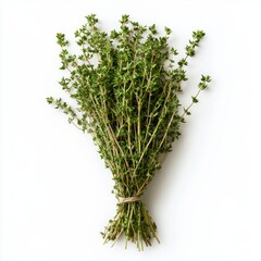 Wall Mural - A bunch of fresh thyme tied together with twine, isolated on a white background.