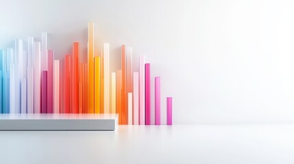 Data Growth Visualization: Colorful Translucent Bars on White Background