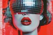 © Anjali - Abstract collage. Concept Disco girl with a head of disco ball and red lips