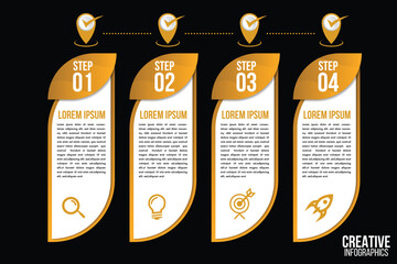 Poster - infographics 4 options or steps circle elements chart black template.abstract of graph, diagram opti