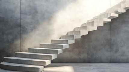 Sticker - Concrete Staircase in a Minimalist Interior